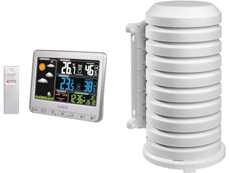 La Crosse Technology WS6826 Station météo colorée - Blanc & Coque pour article & metteur TFA Dostmann 98.1114.02, blanc, 10,2 x 9,5 x 17,5 cm