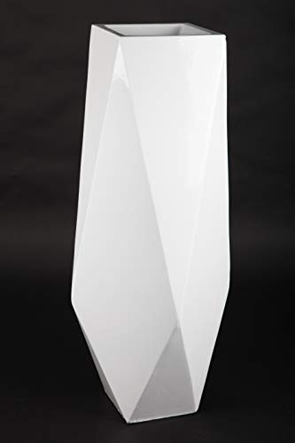 point home Blumentopf, Pflanzkübel, Pflanzgefäß aus Fiberglas, weiß, 81cm - für Innen