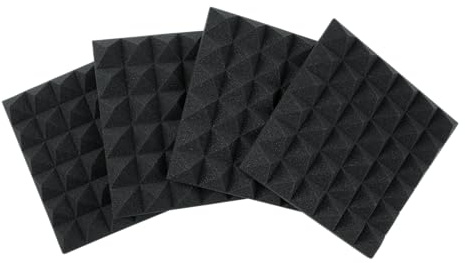 Gator Frameworks 2” Thick Acoustic Foam Pyramid Panels 12”x12”, Charcoal (4) Pack (GFW-ACPNL1212PCHA-4PK)