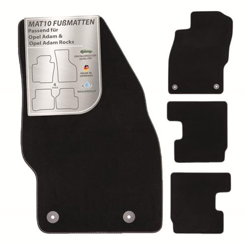 MAT10 – Fußmatten Passend f. Opel Adam BJ 01/2013-05/2019 & Opel Adam Rocks | (BJ 09/2014 - 05/2019) | aus Velours | 4-teiliges Automatten Set | langlebige Erstausrüsterqualität, Made in Germany
