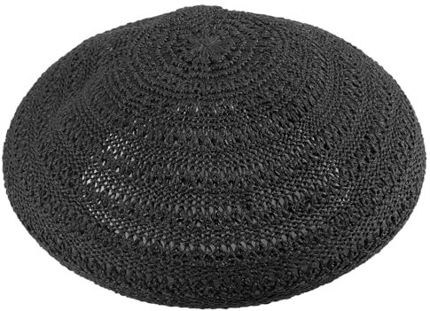 Amosfun Strohhut Sonnenhut Sommer Strandhut Damen Mädchen Häkelmütze Aushöhlen Strickmütze Frühling Baskenmütze Handgemacht Barett Frühling Französische Mütze