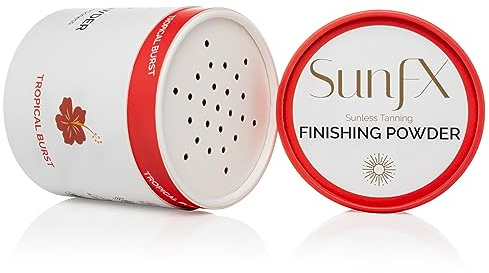 SunFX Post Spray Tan Translucent Finishing Powder | Talc Free | Sunless Tanning Setting Powder | Shimmer Body Bronzing Powder | (Tropical Burst, 4.00 Ounce (Pack of 1)