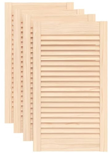 vidaXL 4X Madera Maciza de Pino Puertas Tipo Persiana con Celosía Rejilla Armario Tablillas Guardarropa Separador Decoración 69x39,4cm