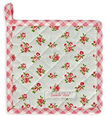 ISABELLE ROSE Presina da cucina HOLLY bianca con fiori rosa 20x20 cm