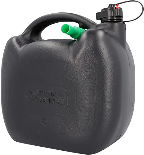 Benzinkanister, Kraftstoffkanister für Treibstoff aller Art, mit UN Zulassung, inklusive Ausgießer, Kunststoff, schwarz, 10L