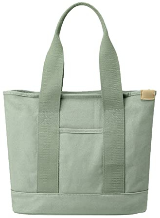 CORIOS Damen Henkeltaschen Canvas Tragetasche Große Kapazität Handtasche Multifunktionale Schultertasche Casual Tote Beutel Henkeltasche für Arbeit Schule Reise Shopper Grün