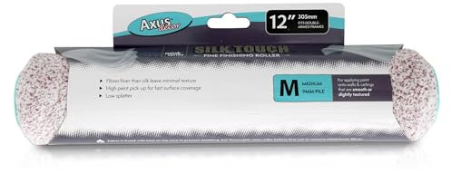 Axus Decor Silk Touch Roller, Medium Pile (Mink Series) Suitable for Smooth & Slightly Textured Walls or Ceilings, Compatible with Double Arm Frame, 12 x 44mm, 9mm Nap