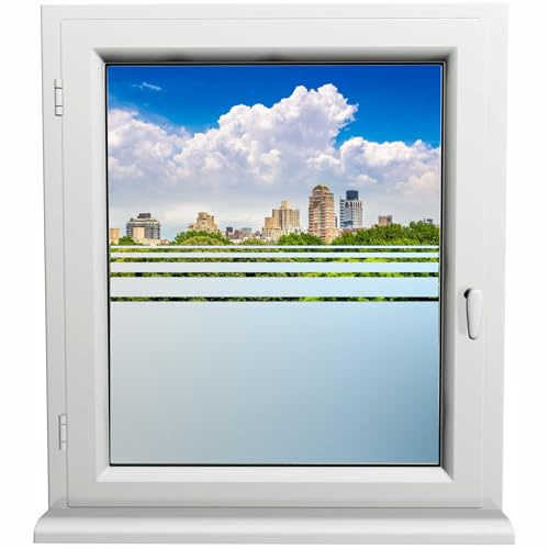 Kiwistar UG Glasdekorfolie - 50 cm lang - gestreift nach Oben auslaufend Fensterfolie Sichtschutzfolie Milchglas selbstklebend für Bad Dusche Badfenster Blickdicht Büro Terasse Klebefolie