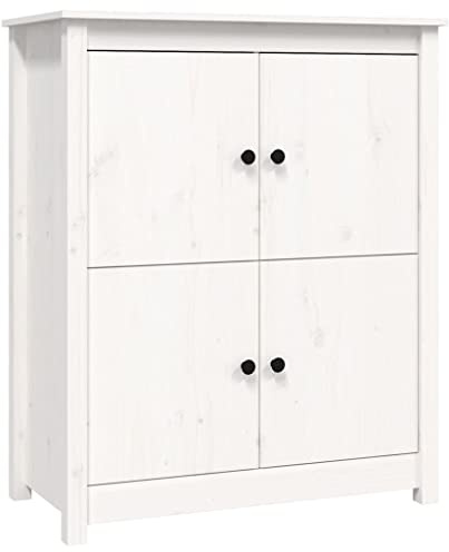vidaXL Sideboard Schrank Anrichte Beistellschrank Kommode Mehrzweckschrank Standschrank Wohnzimmerschrank Weiß 83x41,5x100cm Massivholz Kiefer