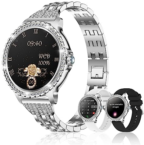 Colesma Smartwatch Damen mit Telefonfunktion,1.32 HD Touchscreen Fitness Tracker Smart Watch Damenuhr Rund Silber Uhr Damen Smartwatch für Android iOS Kompatibel