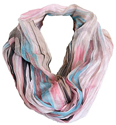 J26 Streifen Seide Glitzer Gold Fäden Sommer Frühling Loop Verlauf Regenbogen Rainbow Silk Uni Rundschal Schlauchschal Stola Schal leicht (Rosa)