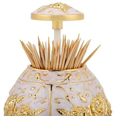 Porte-cure-dents Porte-cure-dents, distributeur de cure-dents 1Pc, pour bureau(Bai Jinhua doré)