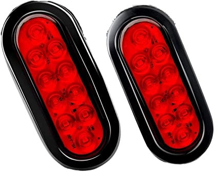 Feux Remorque Voiture 12V 6 Ovale Rouge Feu Arrière Montage en Surface Œillets Bouchons Clignotant Arrêt Frein Tourner Remorque Lumière pour Camion Jeep Feux Arrière (Couleur : Rouge)