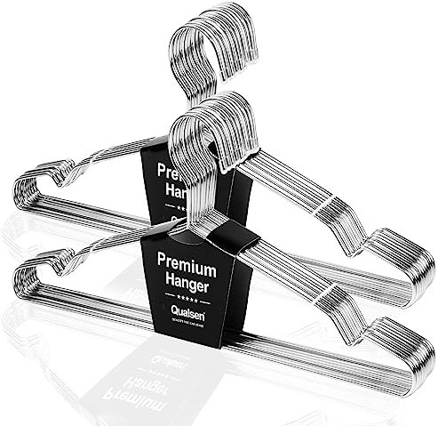 Qualsen Metall Kleiderbügel - 20 Stück Platzsparende Edelstahl Kleiderbügel für Anzug, T-Shirt, Hemd, Jacke, Kleid, Hose (42 cm)