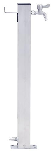 Tidyard Colonne à Eau de Jardin avec Robinet Colonne d’Eau en Acier Inoxydable 100cm carré