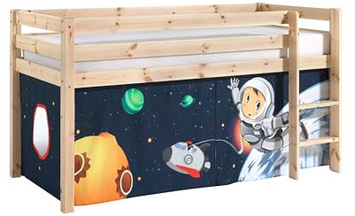 möbelando Spielbett >Pino< in Kiefer massiv Natur lackiert - 210x114x106 (BxHxT)