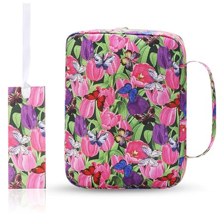 Hixingo Buchhülle Schutzhülle für Bücher aus Stoff, Buchhülle mit Reißverschluss Buchschutz Buchhüllen für Taschenbücher Buchhülle für Buchliebhaber (Schmetterling,26x19cm)