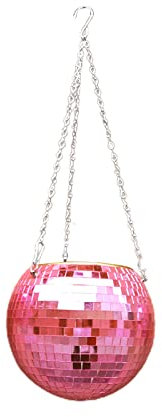 Pink Disco Ball Planter for Plants, 9.84x5.11 Inch Mirror Disco Ball Hanging Planter with Chain Modern Hanging Flower Pot Decorative Plant Containers for Indoor Outdoor Home Garden Decor/35 (Color :/2