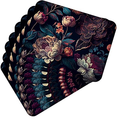MG Design Set aus 8 Kork-Platzsets – Flowers 3 – 30 x 40 cm – hitzebeständig & abwischbar, mit Korkrückseite