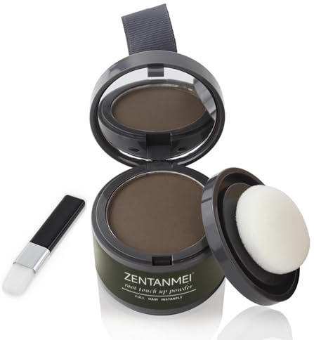 ZENTANMEI Root Touch Up Hairline Powder for Women & Men, Gray Hair Cover Up, Hairline Shadow Powder Sweatproof & Windproof, 0.14 oz Root Cover Up for Thinning Hair (Medium Brown)