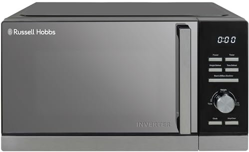 Russell Hobbs Digital Inverter Microwave 25 Litre 900W in Black with 8 Auto Cook Settings & Defrost Function, LED Clock & Timer, Time & Energy Saving, 10 Power Levels RHMI2503B