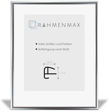 RahmenMax Kansas Kunststoff Bilderrahmen Posterrahmen 60x80 cm Silber 80x60 cm mit klarer Kunstglas Scheibe