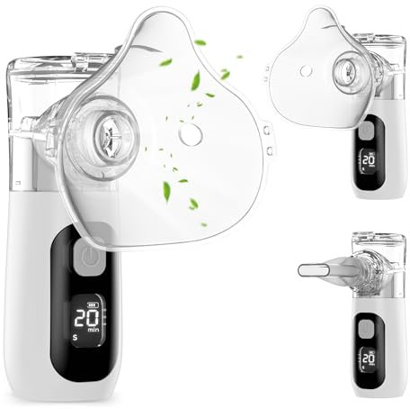 Inhaliergeräte für Erwachsene/Kinder,Berrlly Tragbarer Inhalator,Leise Elektrisch inhalatoren,Einstellbarer Ultraschall Vernebler,Geeignet bei Erkältung und Atemwegsproblemen,Mit Mundstück und Maske