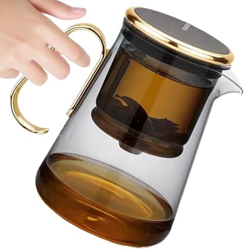 Tea Infuser Pot - Magnetic Glass Kettle with Strainer,Elegant Ornament Tea Brewer with Handle for Blooming and Loose Leaves Tea