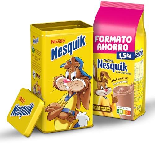 Nesquik Cacao Soluble Instantáneo 1.5kg | Cacao soluble instantáneo en polvo formato familiar ideal para preparar leche con cacao de forma rápida