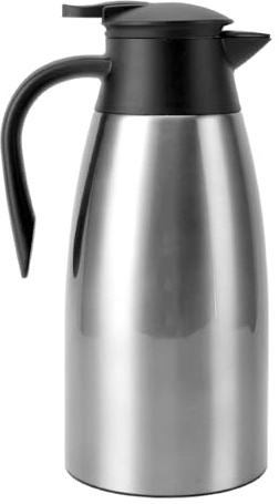 2L Insulated Water Kettle, 304 Stainless Steel, Double Walled Vacuum Thermal Coffee dispensers, Leakproof Lid, Ergonomic Handle, Maximum Temperature Retention for Daily Beverage Ne (Brushed Silver)