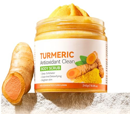 Turmeric Scrub, 240g Turmeric Body Scrub Exfoliator - Dark Spot Remover & Dead Skin Remover for Body & Face with Natural Citrus, Deep Cleansing Body Exfoliator Scrub For Body, Face, Hand and Foot