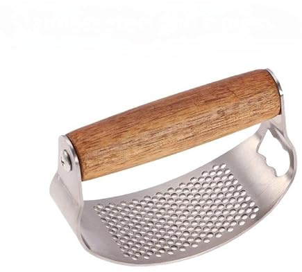 Edelstahl Knoblauchpresse Set (2 Teile) - Mit praktischem Reinigungsbürstchen und Silikon-Knoblauchschäler, einfache Handhabung und Reinigung, robustes Edelstahlmaterial für effizientes Knoblauchpress