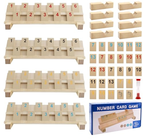 GMMG Rummy Cup Reisespiel, Rummy Holzspiel, Spielsteinen Mit 106 Spielsteinen für 2 Bis 4 Spieler