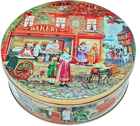 Jacobsens of Denmark Caramel Crunch Cookies sprinkled with Sea Salt in Bakery Shop Art Tin 454g - Biscuit Tin Gift for Women, Men & Kids