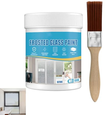 KOAHDE Peinture d'Intimité en Verre Imperméable,Aérosol Givrée pour Verre,100G,Ombrage pour Portes et Fenêtres,Revêtement en Verre Dépoli,Verre Dépoli Brumeux Face au Brouillard