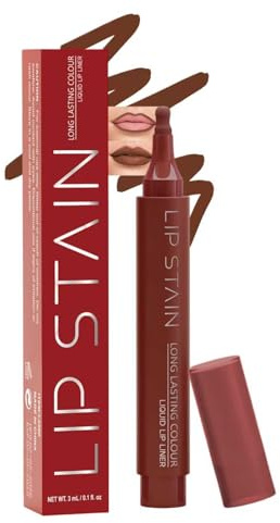 Lipliner Lip Stain Mark Pen Matte, Rotbraun Lip Contour Liner Wasserfest | Hochpigmentiert und Seidige Lippenkonturenstift Langanhaltender, Not-Stick Cup, Natürlicher Tattoo-Effekt Lippen Makeup Stift