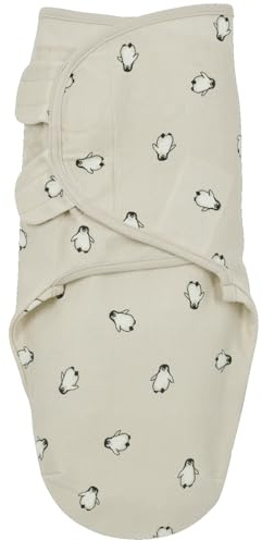 MEYCO Pucktuch 4-6M. Swaddle 1,0TOG Neugeborene Penguin Soft Sand | 100 % Baumwolle - Oeko Tex zertifiziert - Pucksack - weicher Schlafkomfort - atmungsaktiv & feuchtigkeitsabsorbierend