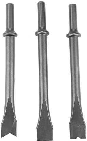 Brocas de martillo neumático de 3 uds, brocas de cincel de aire Extra largas, vástago redondo, juego de martillo neumático para trabajo metalúrgico y punzón y cincel de alta