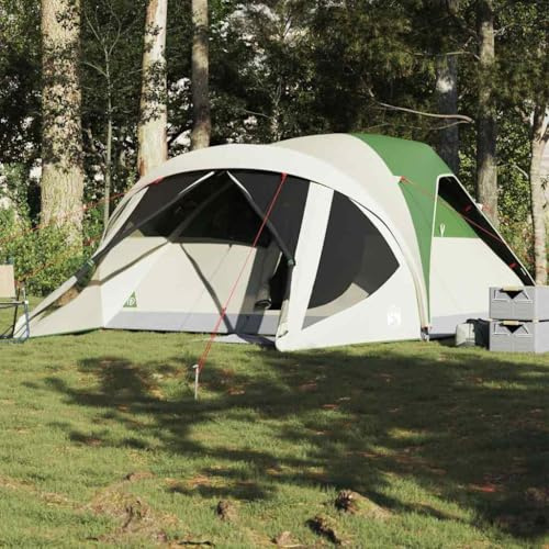 Owoxanthellate Tenda familiare per 6 persone, 411 x 325 x 180 cm, tunnel verde, in poliestere 185T, protezione dall'acqua, design moderno, leggero, portatile, per campeggio, attività all'aperto