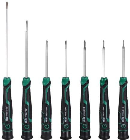 sourcing map 7pcs PH0000+PH000+PH00+PH0 Small Precision Screwdriver Set Magnetic Phillips Screwdrivers S2 Steel Mini Screw Drivers with Cushion Grip for Eyeglass Watch Computer Laptop Phone