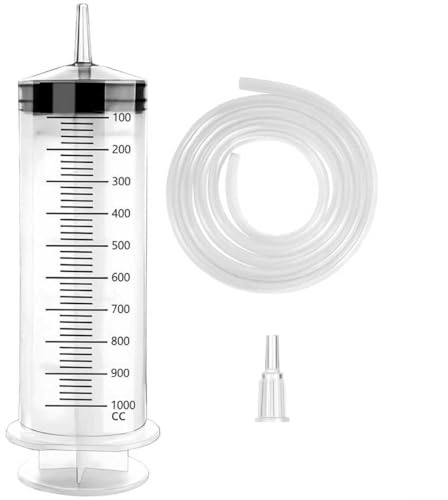 Große Spritze Mit Schlauch Ölabsaugspritze 1000mL Ölspritze Handpumpe | Ölpumpe mit Füllstandanzeige Ölpumpe Handpumpe mit Füllstandanzeige Ölabsaugpumpe für Motor Auto Getriebe Hinterachsöl