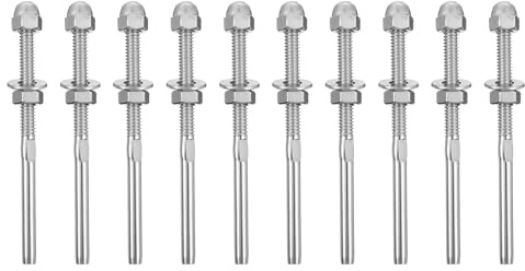 COLLBATH Lot de 10 Tendeurs Câble Inox pour Garde-Corps Terrasse Embouts Sertis Adaptés aux Systèmes de Câbles Filetés Usage Intérieur Extérieur