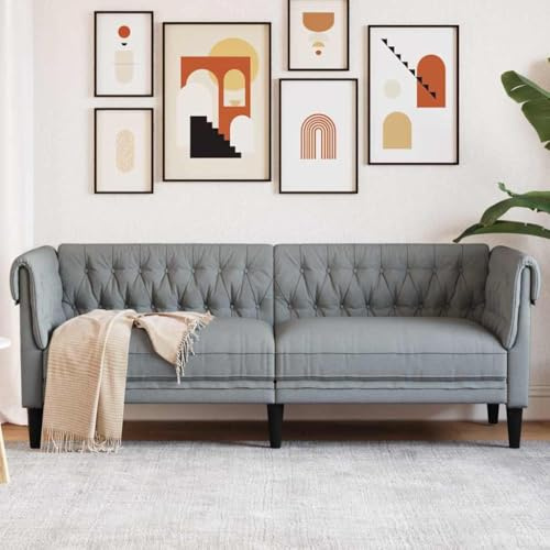 sephironlbb Sofa Hellgrau 201,5 x 74,5 x 74,5 cm Polyester, Dreisitzer Couch mit Schaumstofffüllung, modernes Wohnzimmermöbel, robuste Polstergarnitur für Gästezimmer und Lounge