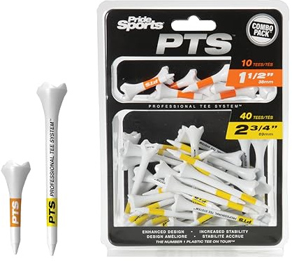 Pride Professional CPEV31450 Tee da golf, Plastica, con sistema Evolution, Confezione da 50 pezzi, 40 pezzi 2-3/4-Inch + 10 pezzi 1-1/2-Inch