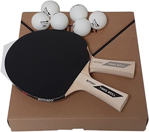 Butterfly Timo Boll Tischtennis Set | 2 Tischtennisschläger 6 Tischtennisbälle | ITTF Pan Asia Belag 1,5 mm Schwamm | fortgeschrittene Spieler