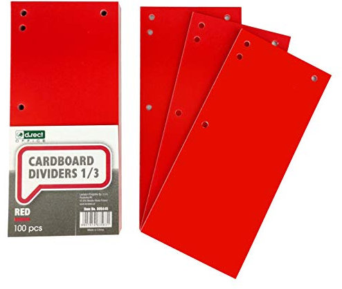 D.RECT 100er Pack Karton-Trennstreifen. 11x24cm Trennlaschen Trennblätter Ordner Register 160g/m² Rot 009445