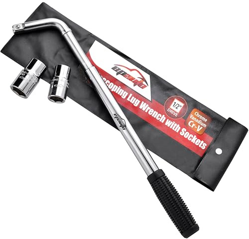EPAuto Telescoping Lug Wrench, Wheel Wrench with CR-V Sockets (17/19, 21/22mm)