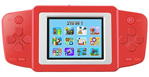 Bornkid Handheld Game Console for Kids Built in 8 Bit 218 Classic Retro Video Games Portable Arcade Gaming System Birthday Gift for Children Travel Holiday Recreation 2.5 Screen (Red)