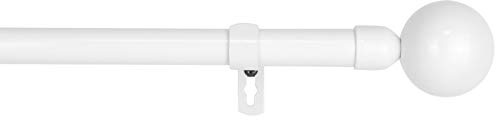 MERCURY TEXTIL-Barra Sencilla Forja Universal Extensible,Barra de Cortinas Decorativa Extensible (Blanco, 70-120cm Bola)