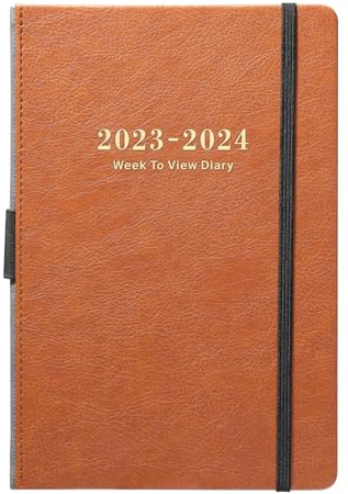 BooQool Kalender 2023-2024 - Terminkalender Wochenplaner 2023-2024 mit Kalender Aufklebern, von Juli 2023 bis Juni 2024, Dickem Premium Papier A5 mit Stifthalter, Innentasche und 40 Notizenseiten